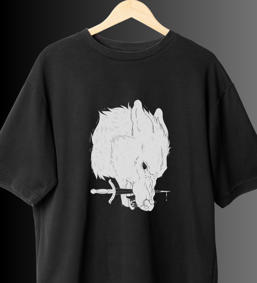 Kurt ve Kılıç – Siyah Oversize Tişört